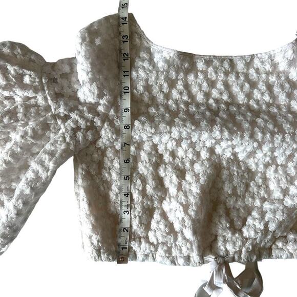 Milly Lydia Floral-Embroidered Lace Crop Top Women's S White Bell Sleeve Boho - Picture 7 of 8